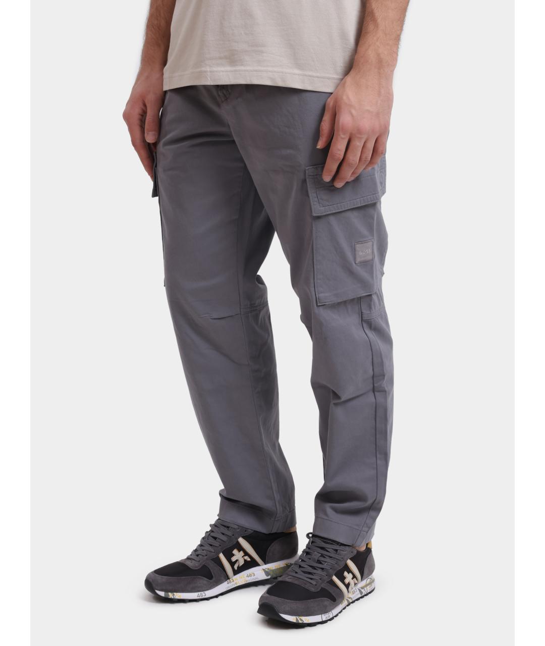 HUGO BOSS Серые хлопковые повседневные брюки, фото 3