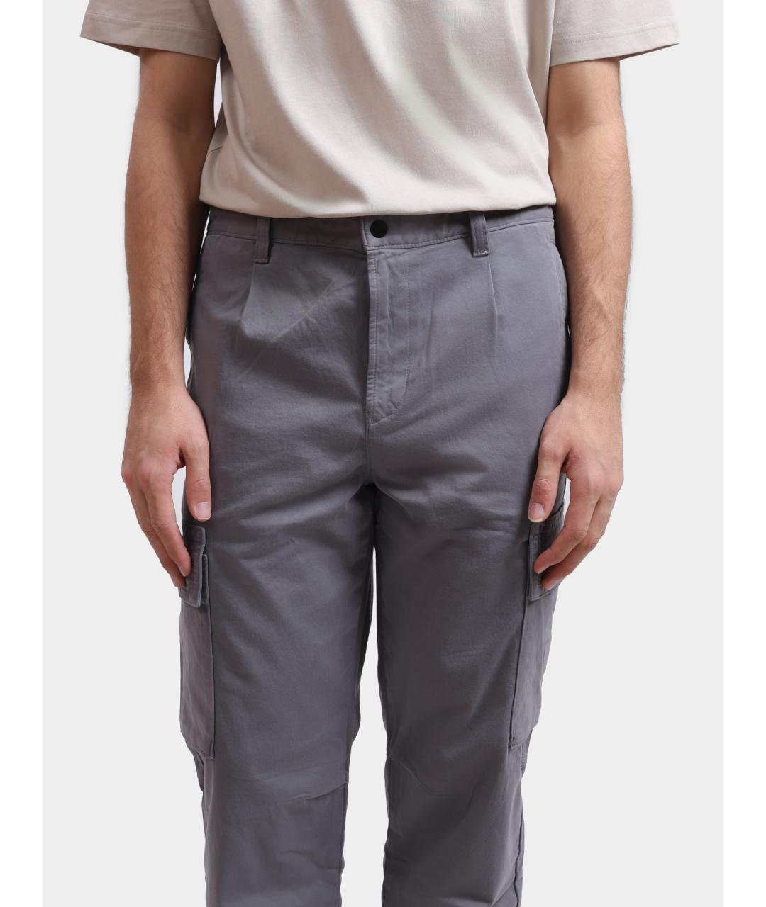 HUGO BOSS Серые хлопковые повседневные брюки, фото 4