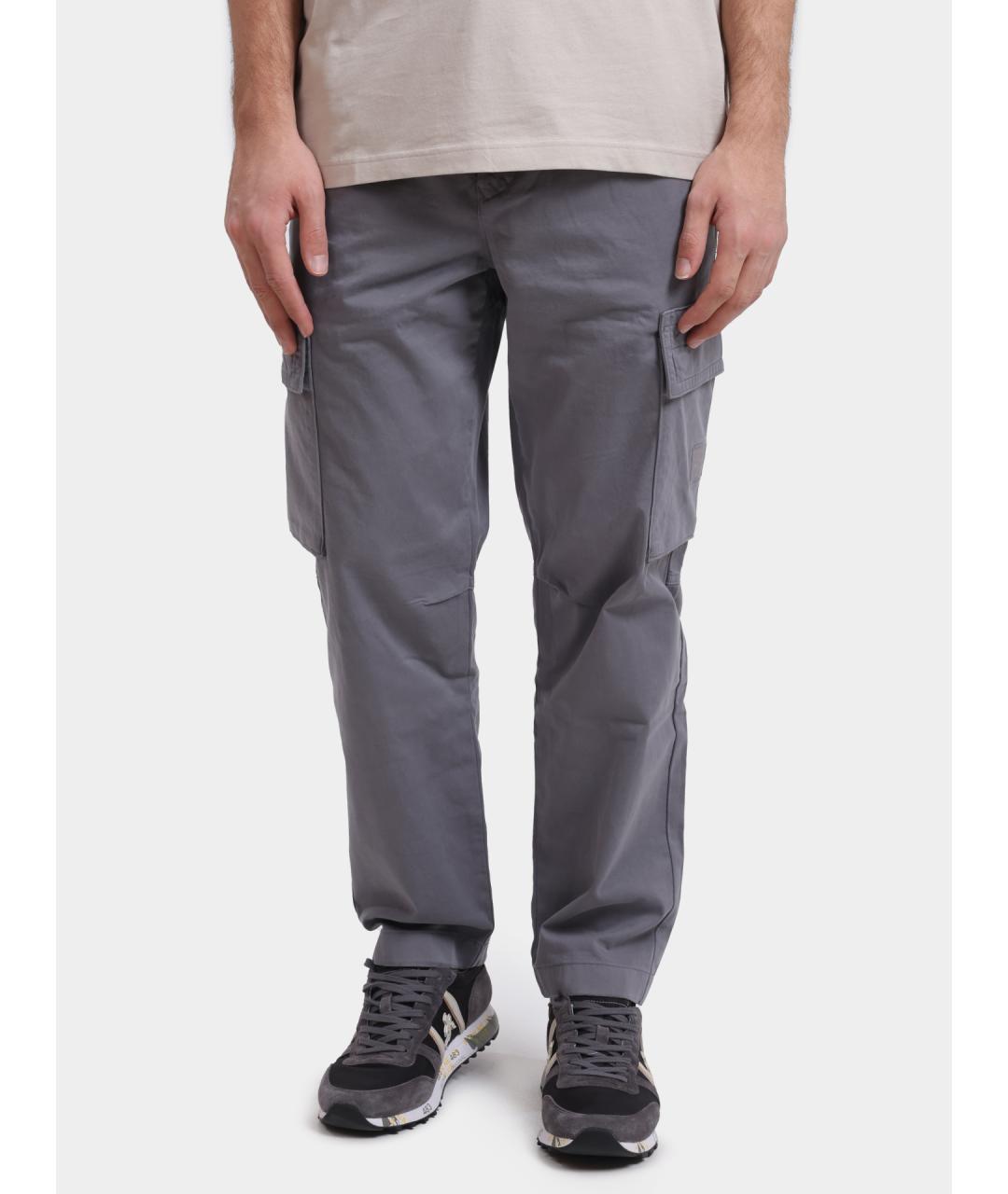 HUGO BOSS Серые хлопковые повседневные брюки, фото 2