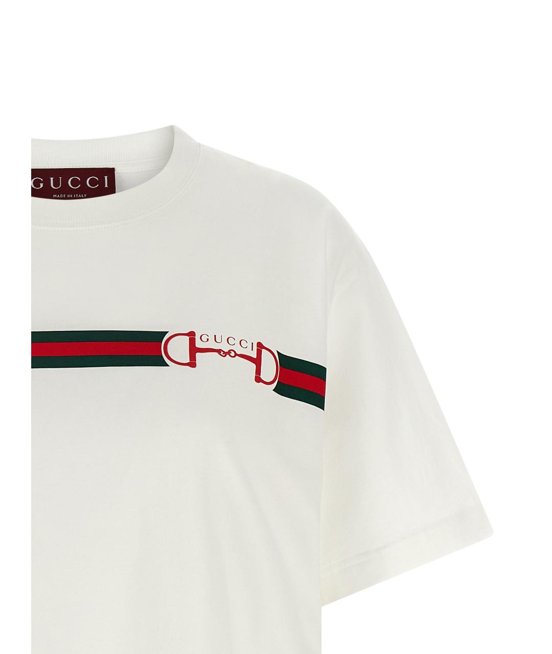 GUCCI Белая хлопковая футболка, фото 3