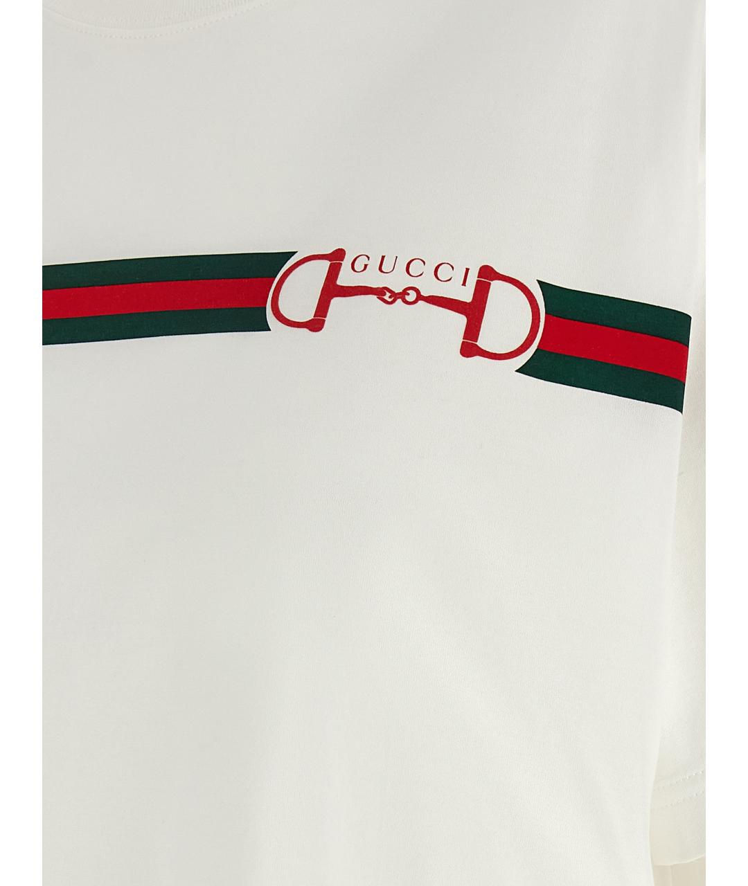 GUCCI Белая хлопковая футболка, фото 4