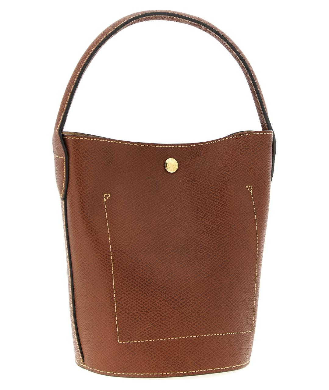 LONGCHAMP Коричневая кожаная сумка с короткими ручками, фото 2