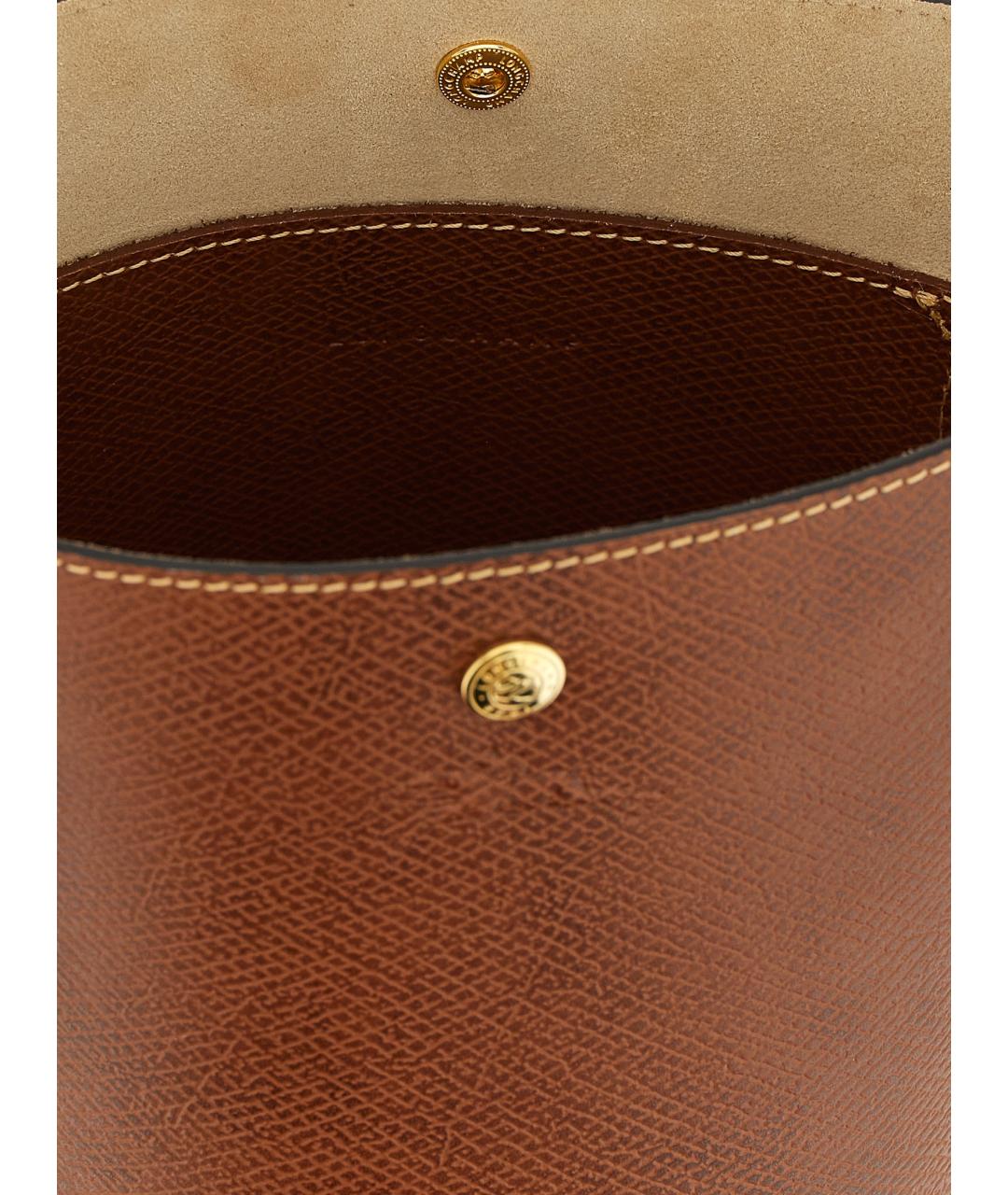 LONGCHAMP Коричневая кожаная сумка с короткими ручками, фото 4