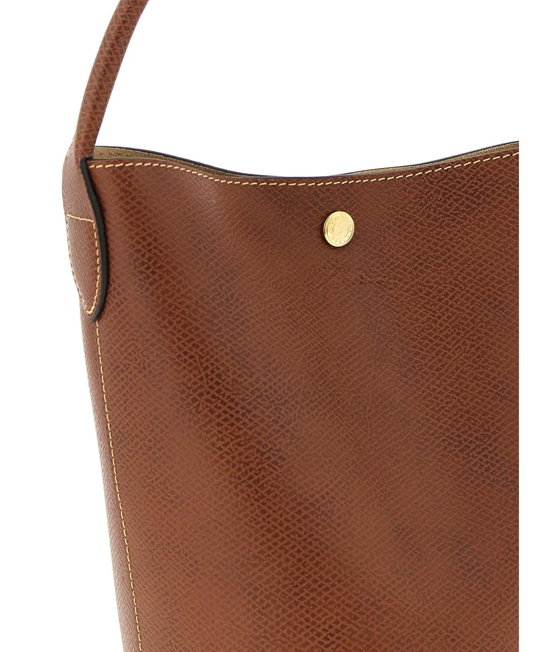 LONGCHAMP Коричневая кожаная сумка с короткими ручками, фото 3