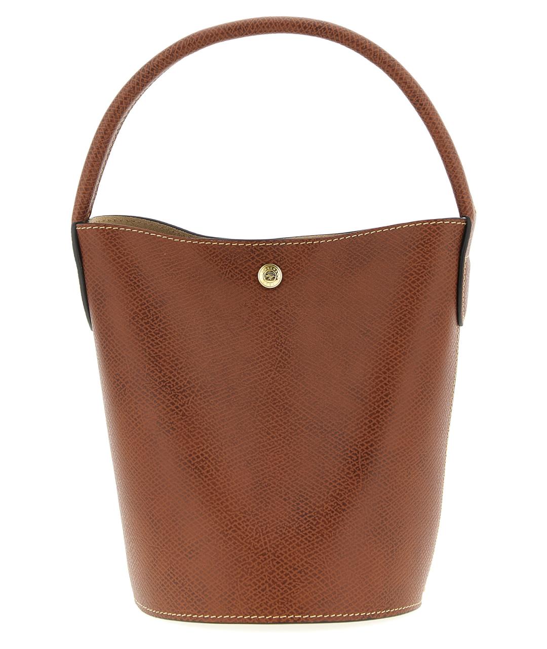 LONGCHAMP Коричневая кожаная сумка с короткими ручками, фото 1