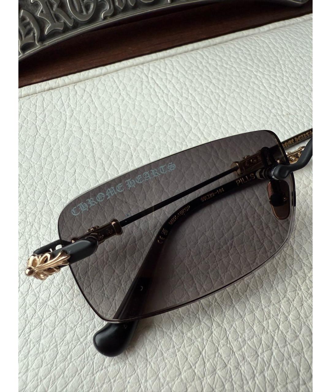 CHROME HEARTS Черные металлические солнцезащитные очки, фото 3