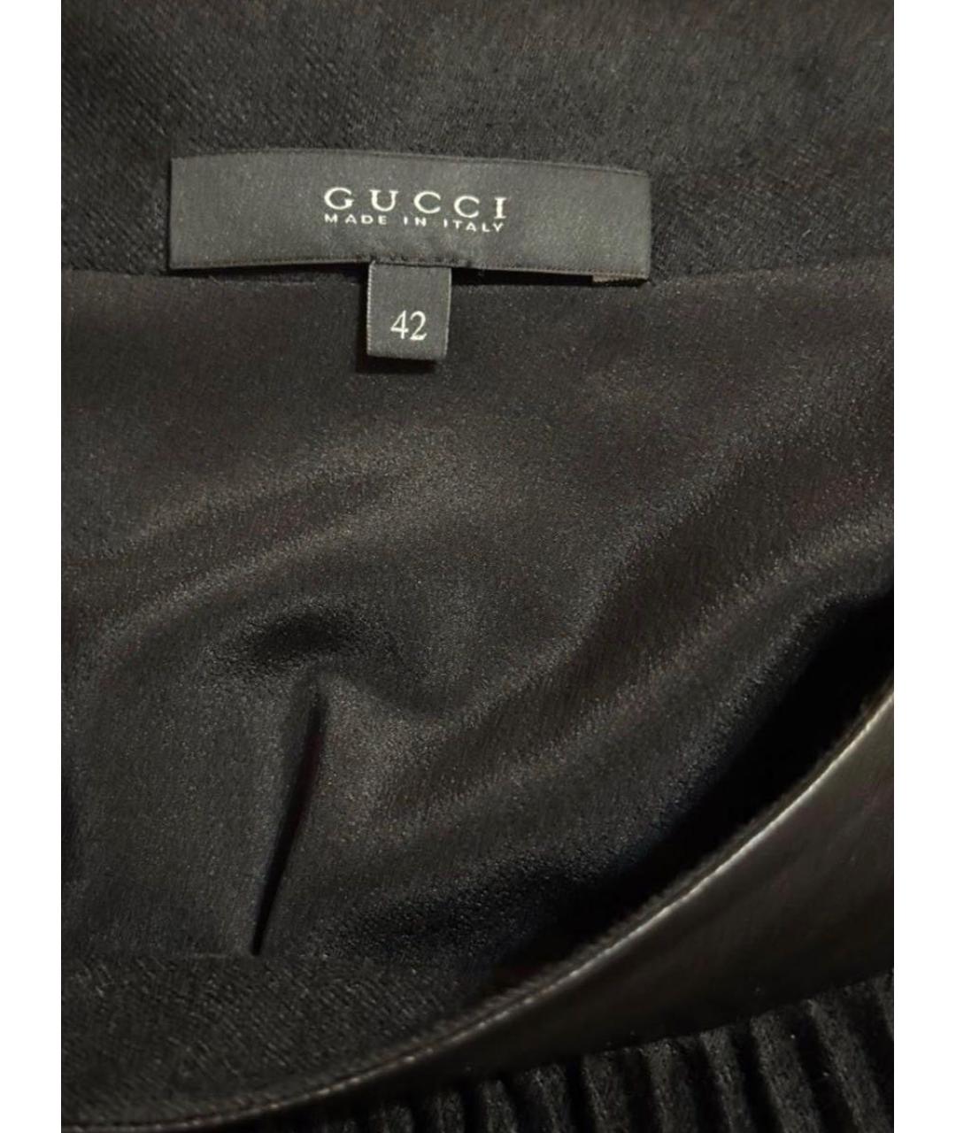 GUCCI Черная шерстяная юбка миди, фото 4