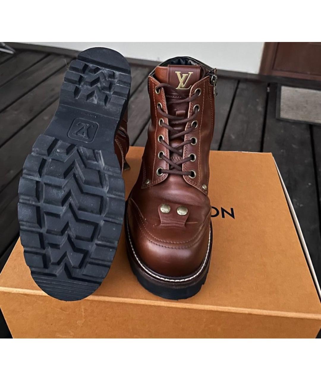 LOUIS VUITTON Коричневые кожаные ботинки, фото 6