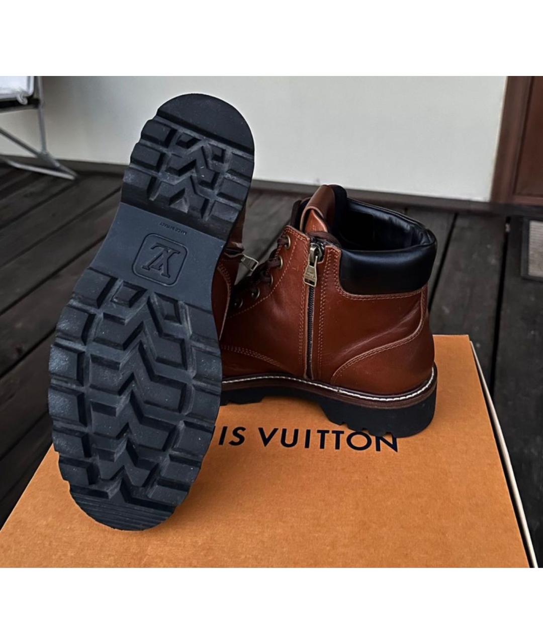 LOUIS VUITTON Коричневые кожаные ботинки, фото 5
