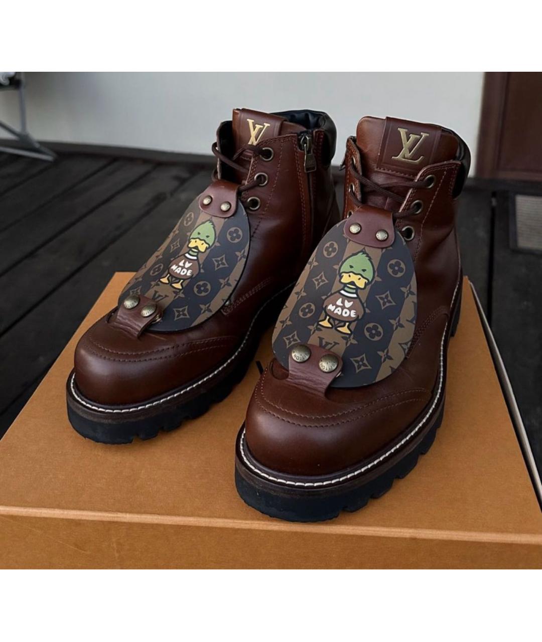 LOUIS VUITTON Коричневые кожаные ботинки, фото 4