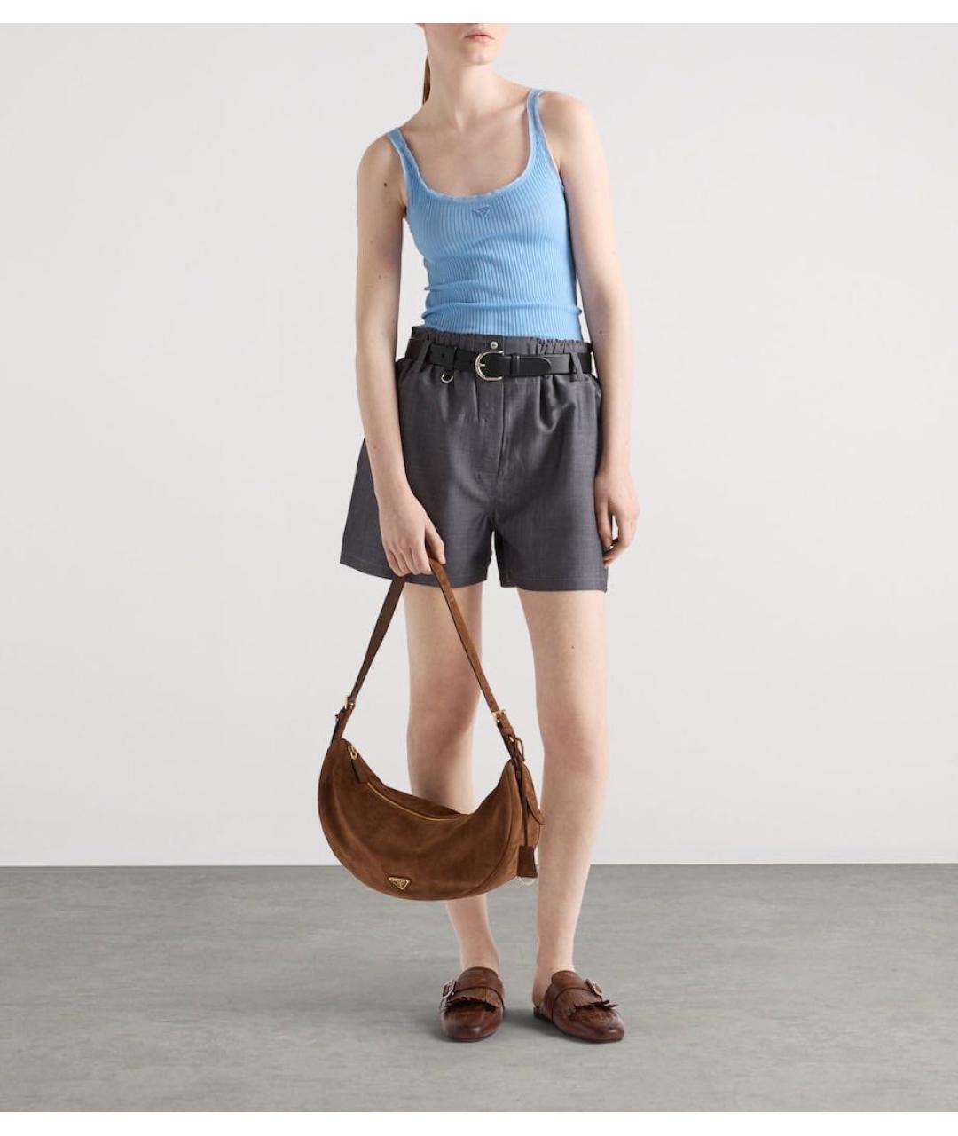 PRADA Коричневая замшевая сумка через плечо, фото 4