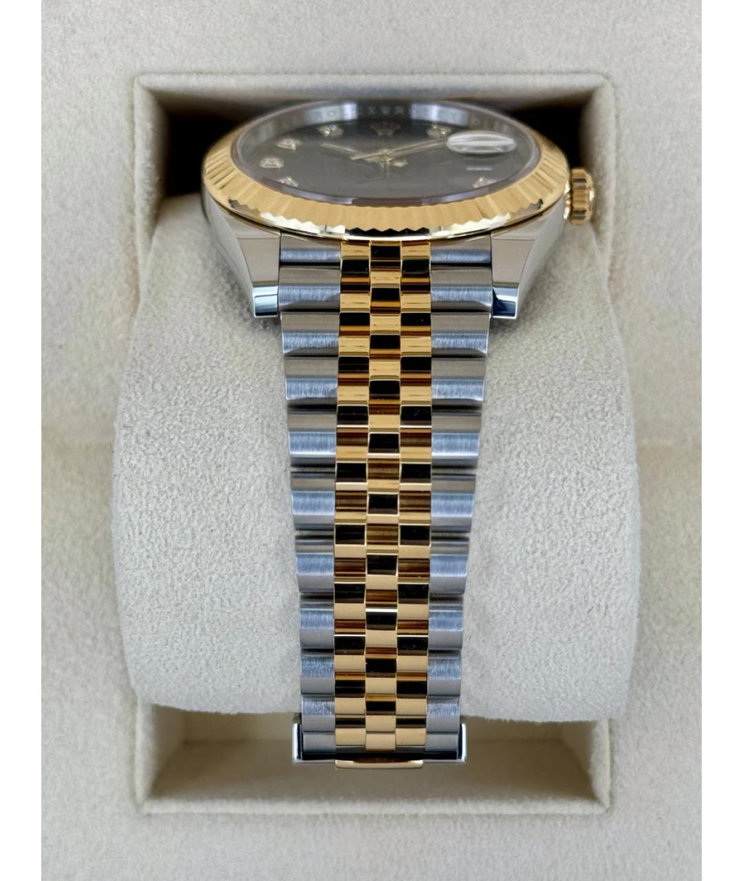 ROLEX Черные часы из желтого золота, фото 3