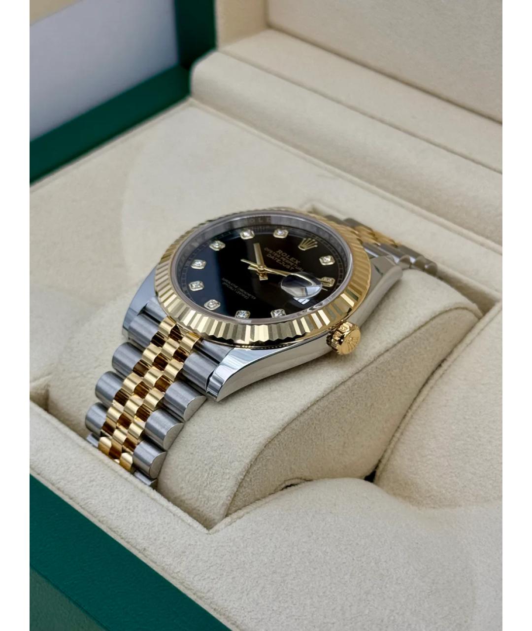 ROLEX Черные часы из желтого золота, фото 4