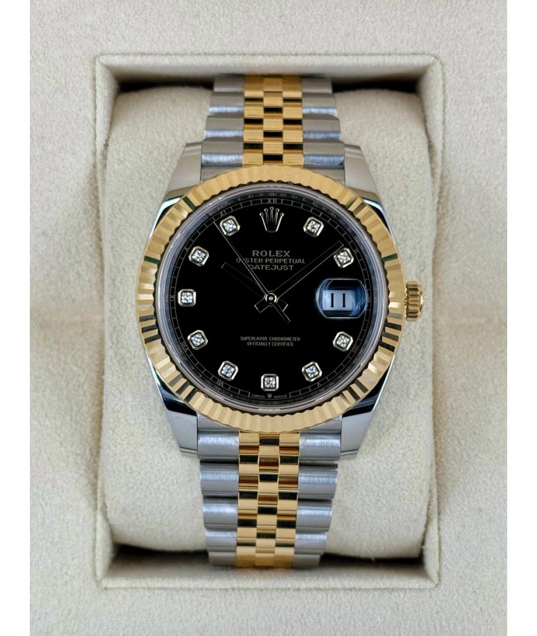 ROLEX Черные часы из желтого золота, фото 2