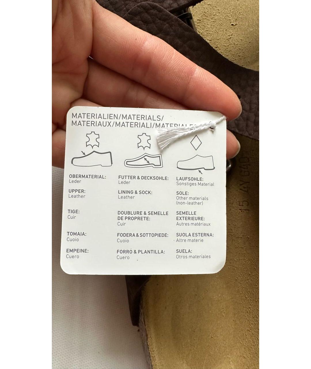 BIRKENSTOCK Коричневые кожаные шлепанцы, фото 7