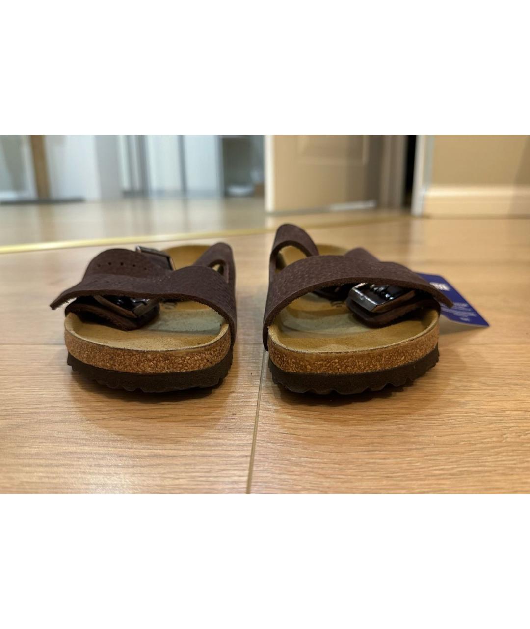 BIRKENSTOCK Коричневые кожаные шлепанцы, фото 3