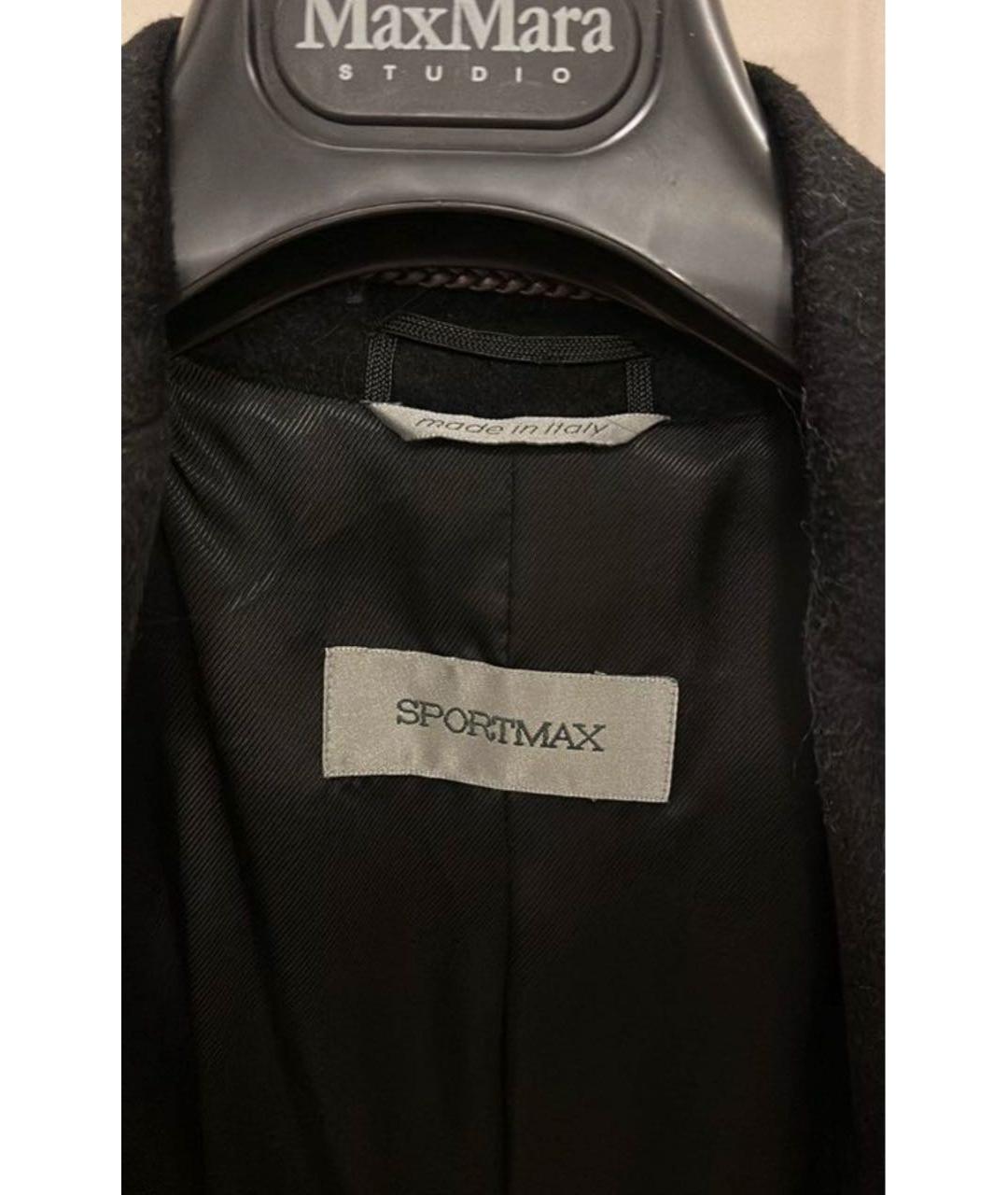 SPORTMAX Черное пальто, фото 4