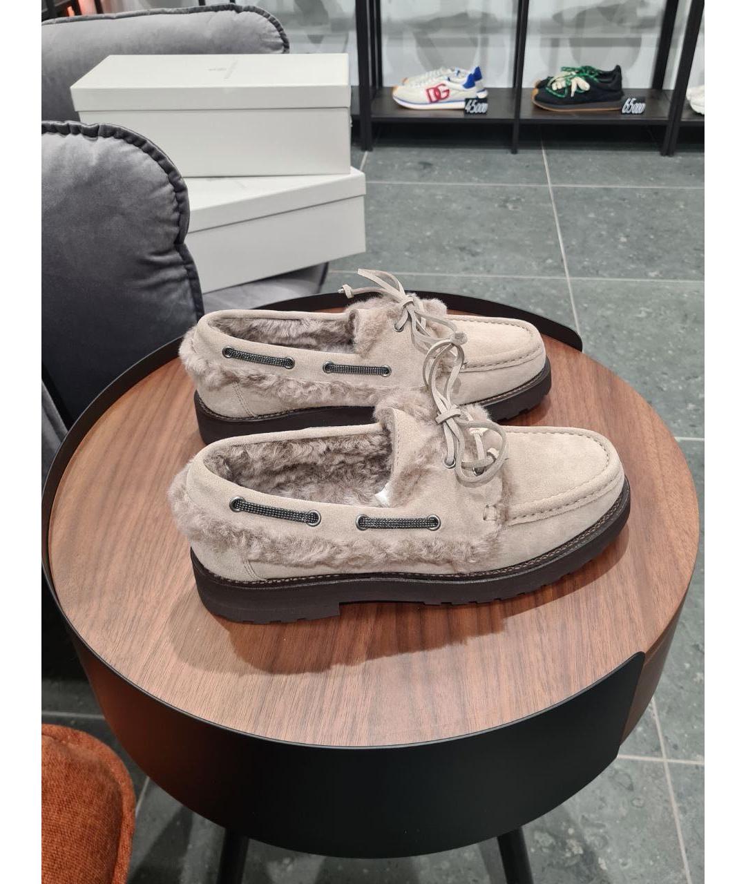 BRUNELLO CUCINELLI Бежевые замшевые лоферы, фото 2