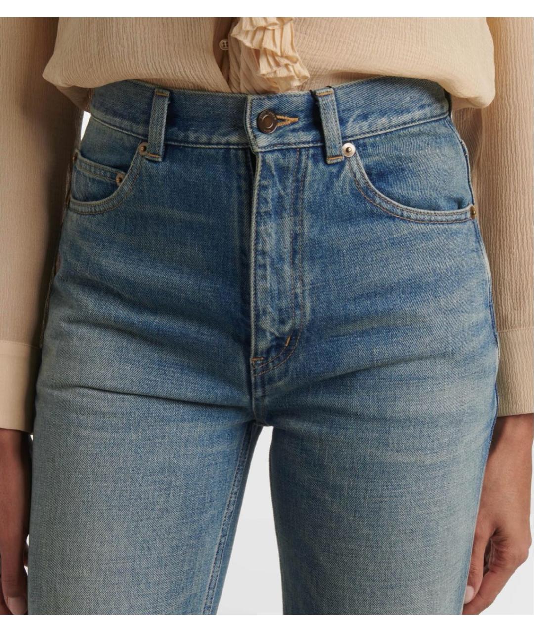 SAINT LAURENT Голубые хлопковые джинсы клеш, фото 4