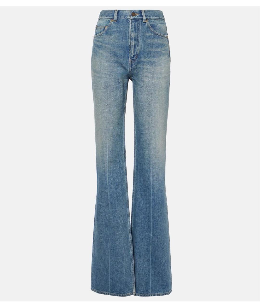 SAINT LAURENT Голубые хлопковые джинсы клеш, фото 5