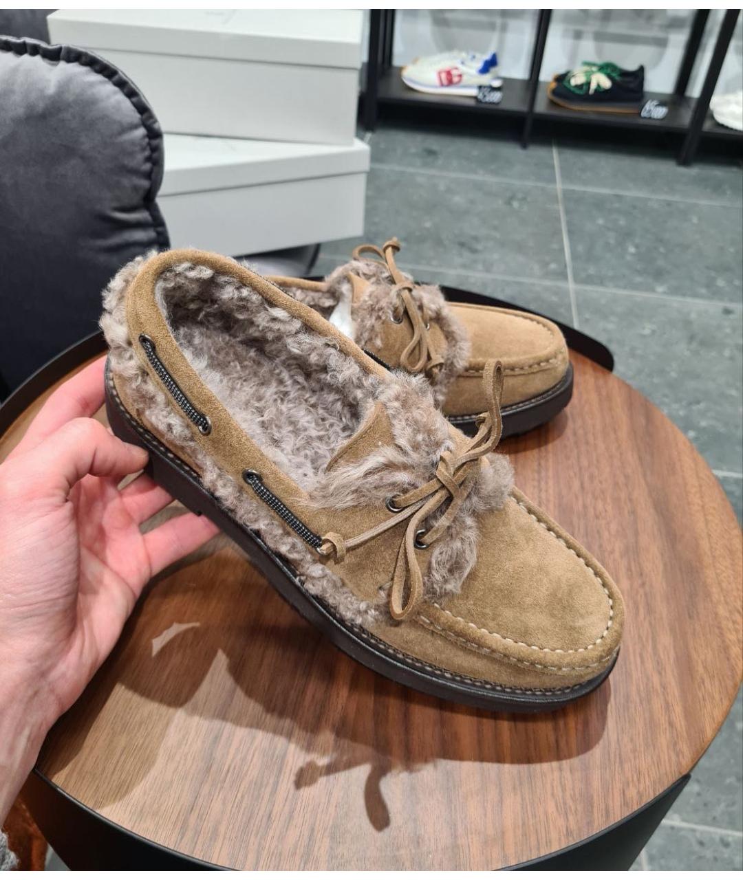 BRUNELLO CUCINELLI Коричневые замшевые лоферы, фото 5