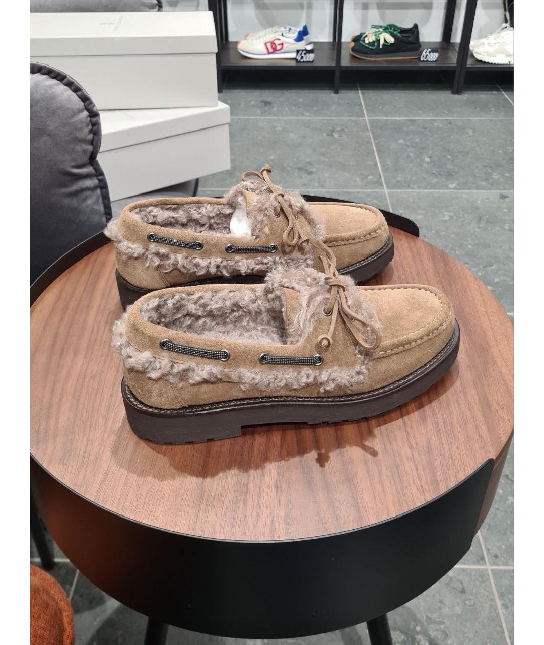 BRUNELLO CUCINELLI Коричневые замшевые лоферы, фото 2