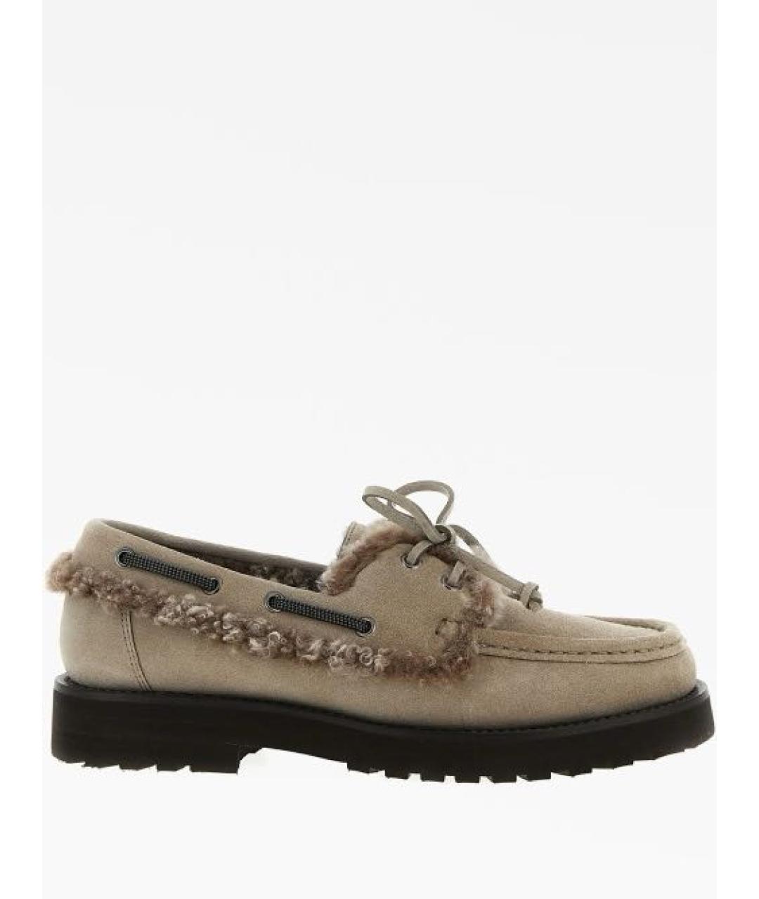 BRUNELLO CUCINELLI Коричневые замшевые лоферы, фото 7