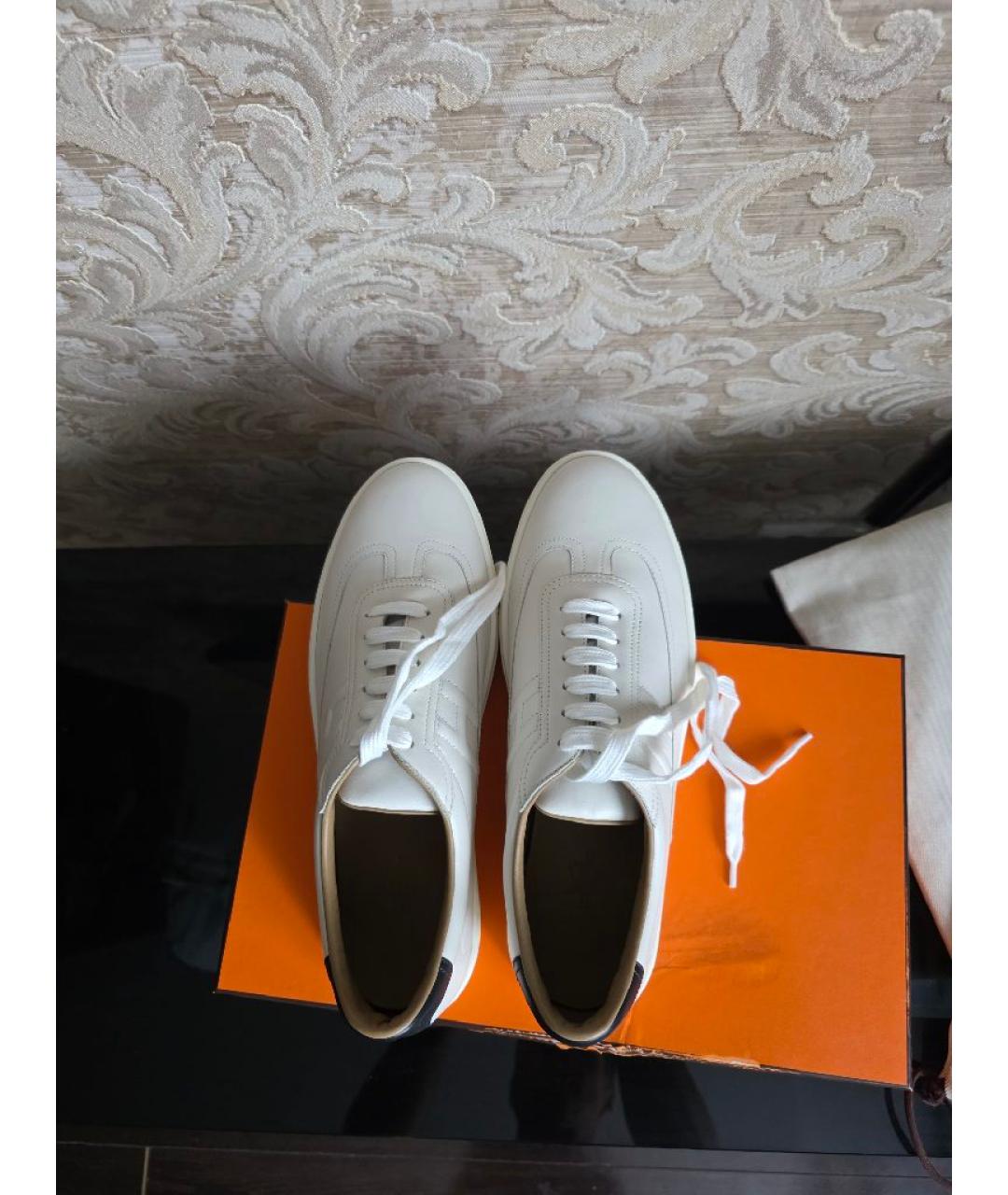 HERMES Белые кожаные низкие кроссовки / кеды, фото 3