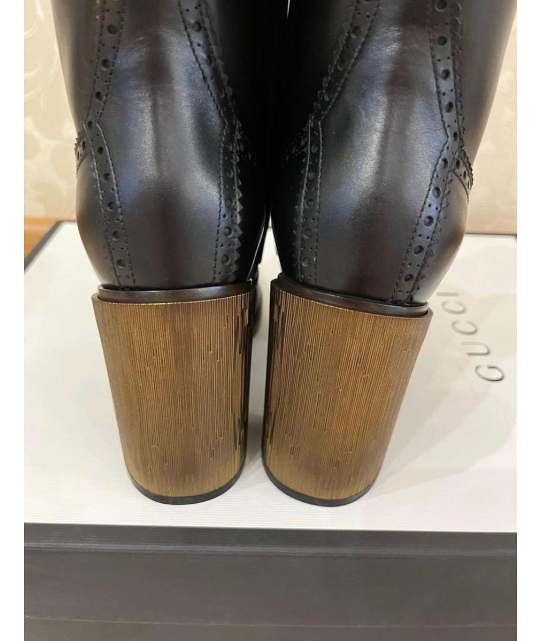 GUCCI Черные кожаные полусапоги, фото 6