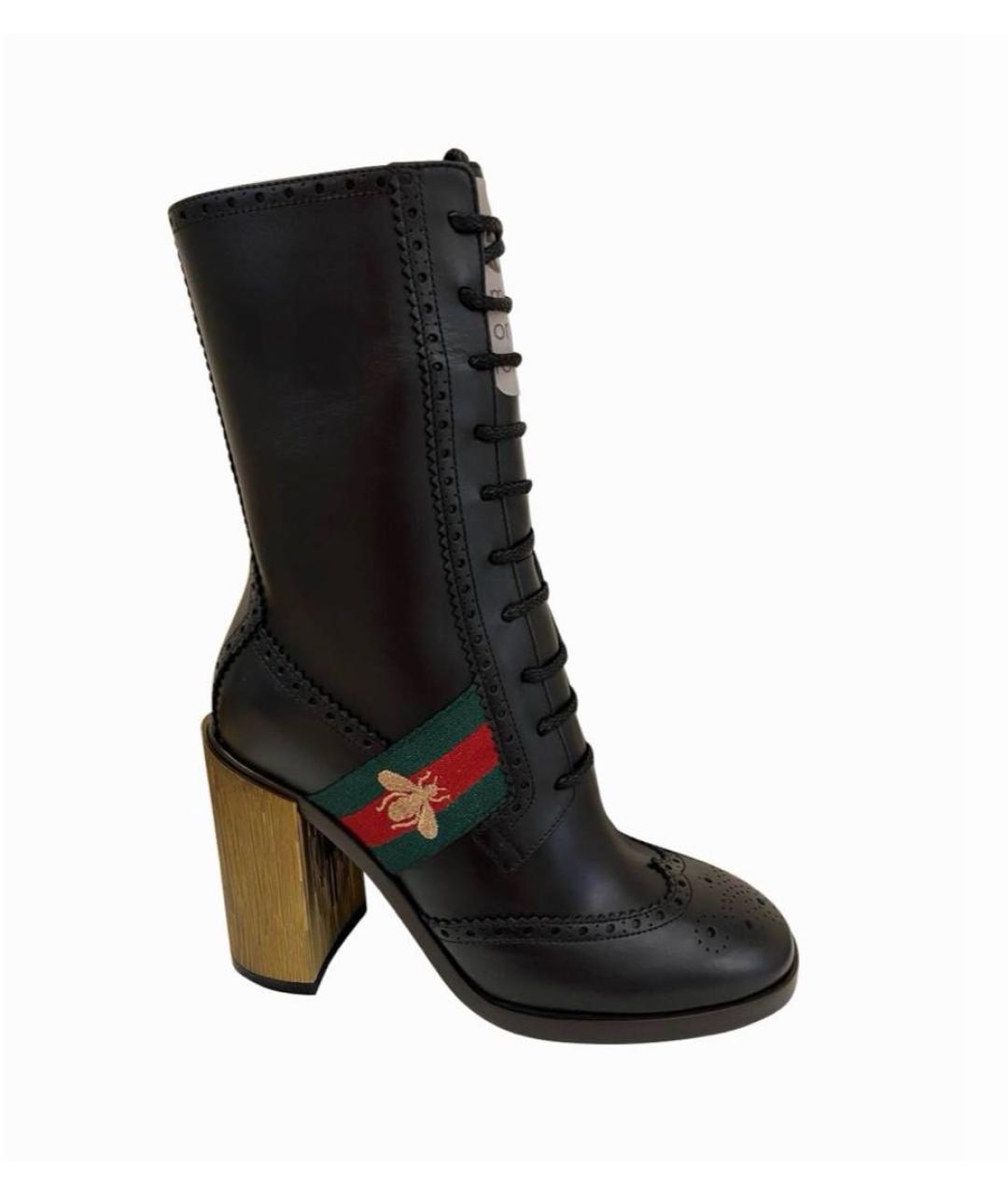 GUCCI Черные кожаные полусапоги, фото 1