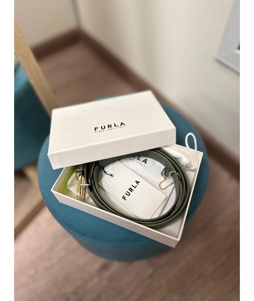 FURLA Зеленый кожаный ремень, фото 3
