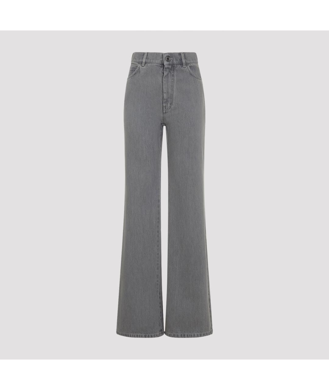 MAX MARA Серые хлопковые прямые джинсы, фото 2
