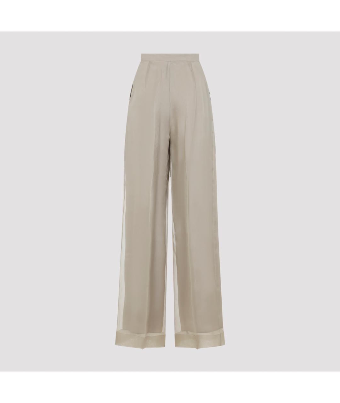 MAX MARA Бежевые шелковые прямые брюки, фото 2