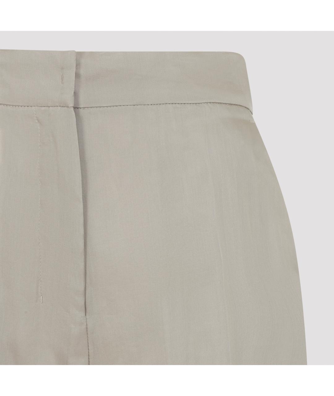 MAX MARA Бежевые шелковые прямые брюки, фото 3