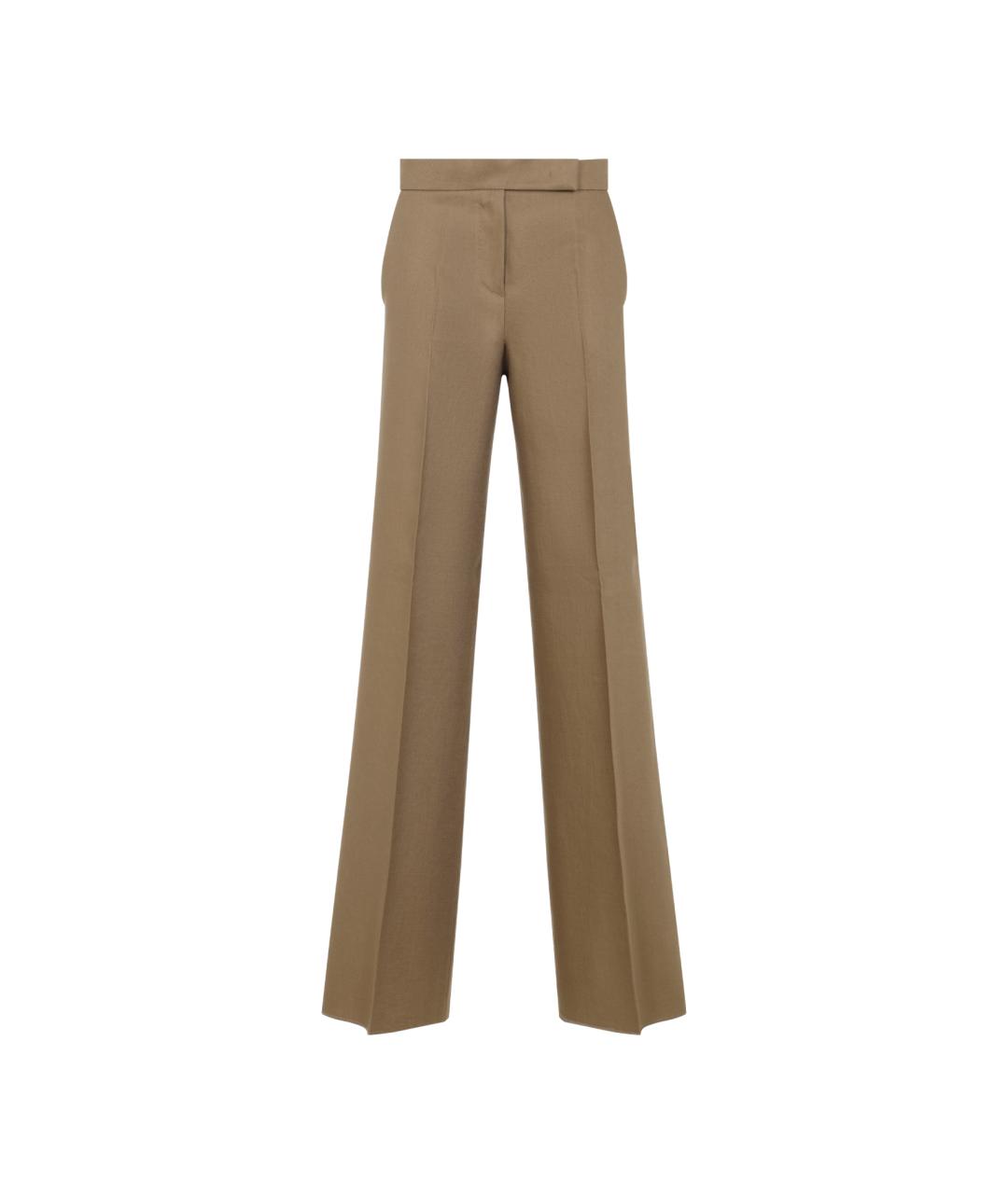 MAX MARA Бежевые льняные прямые брюки, фото 1