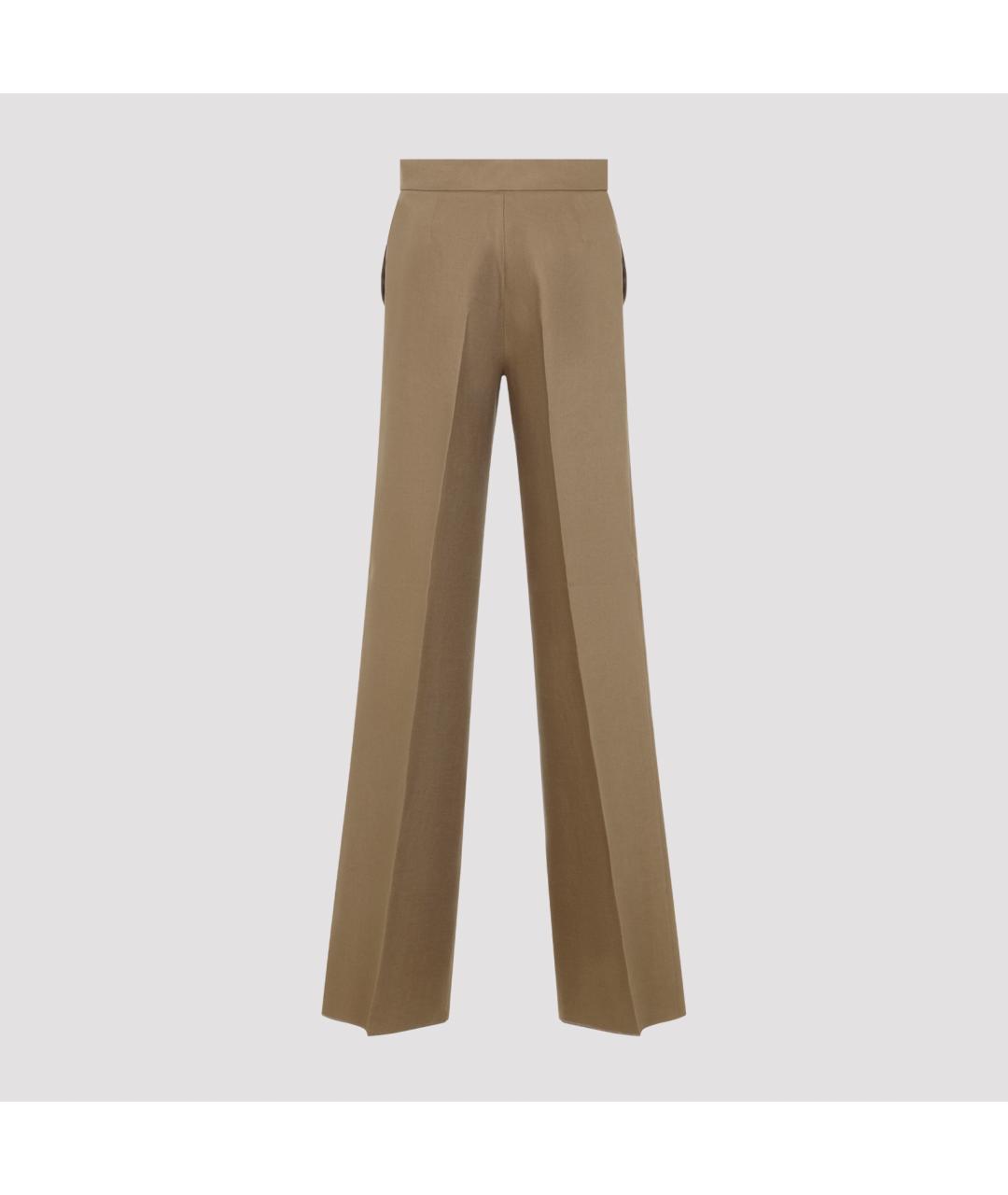 MAX MARA Бежевые льняные прямые брюки, фото 3
