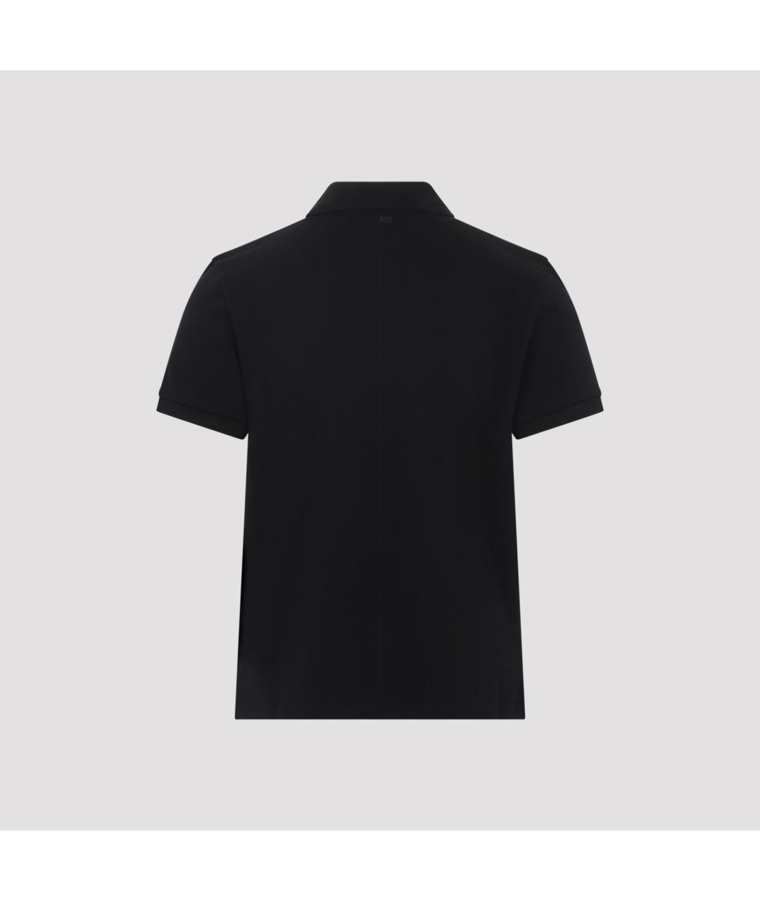 Ami Paris Черное хлопковое поло с коротким рукавом, фото 2