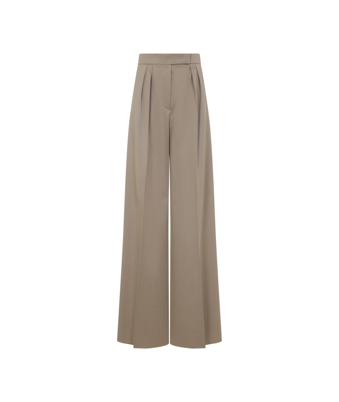MAX MARA Бежевые шерстяные брюки широкие, фото 1