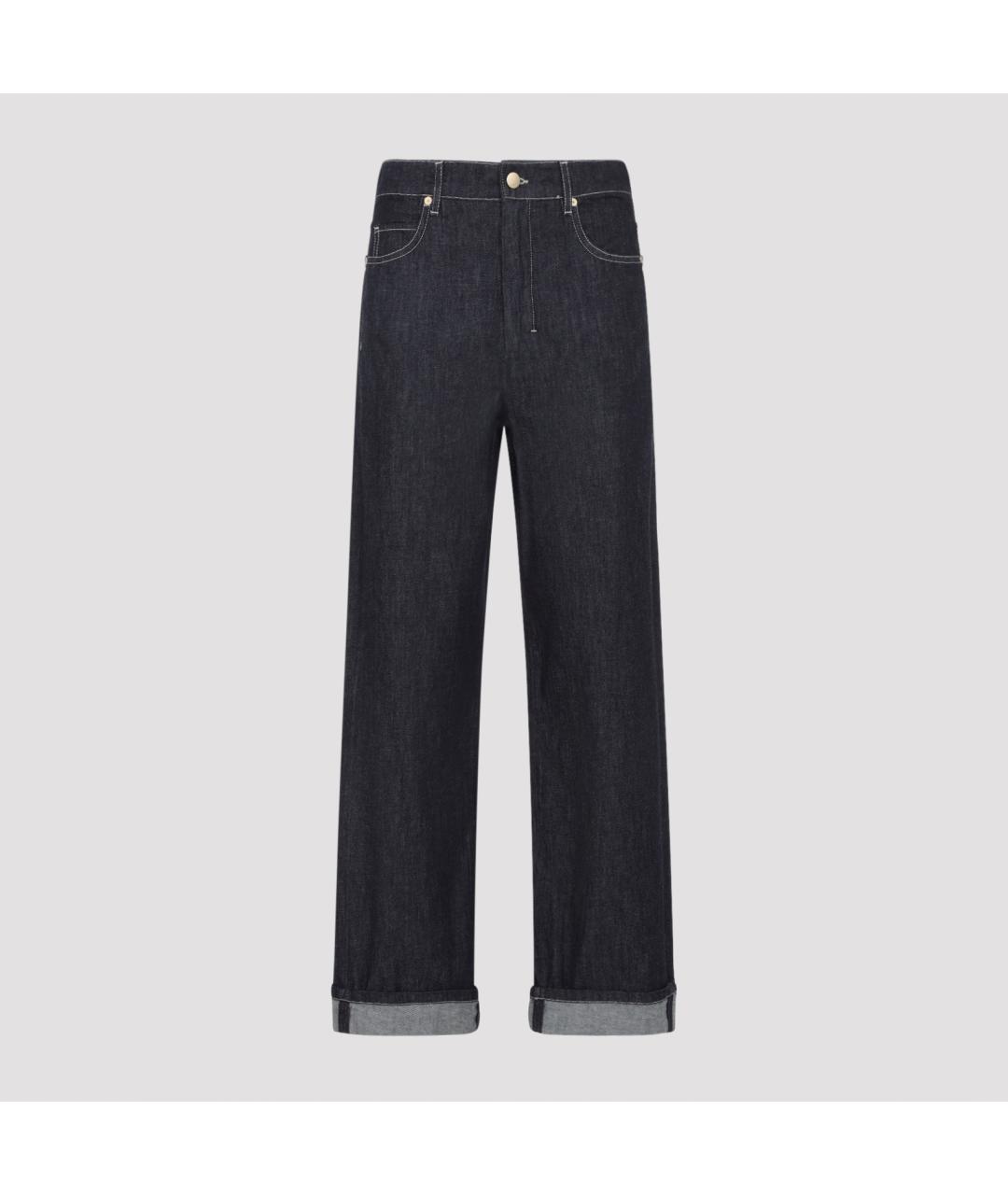 'S MAX MARA Темно-синие хлопковые прямые джинсы, фото 3