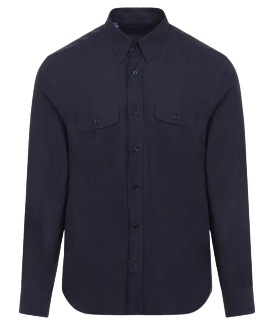 RALPH LAUREN PURPLE LABEL Синяя шелковая кэжуал рубашка, фото 1