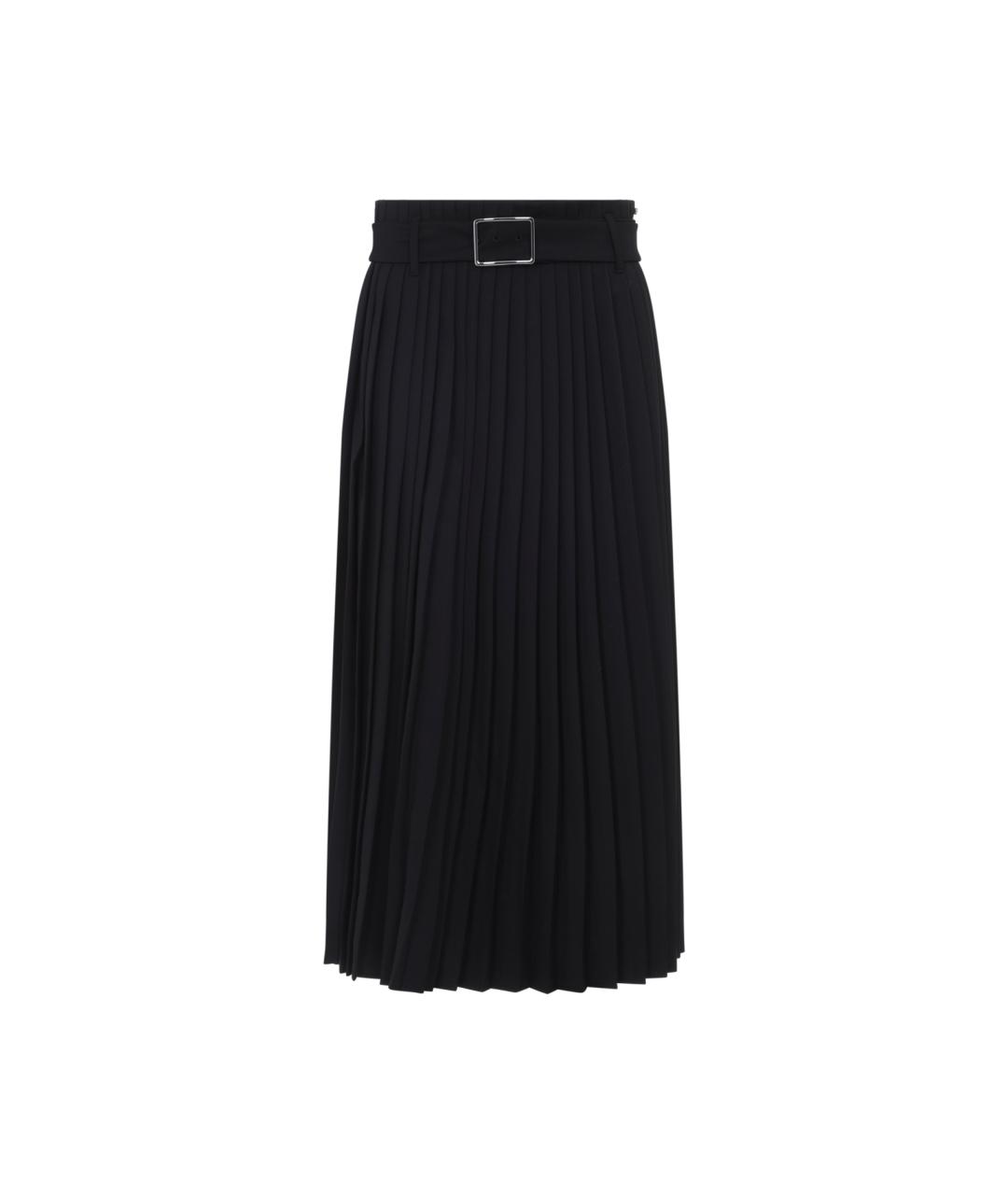 SPORTMAX Черная шерстяная юбка миди, фото 1