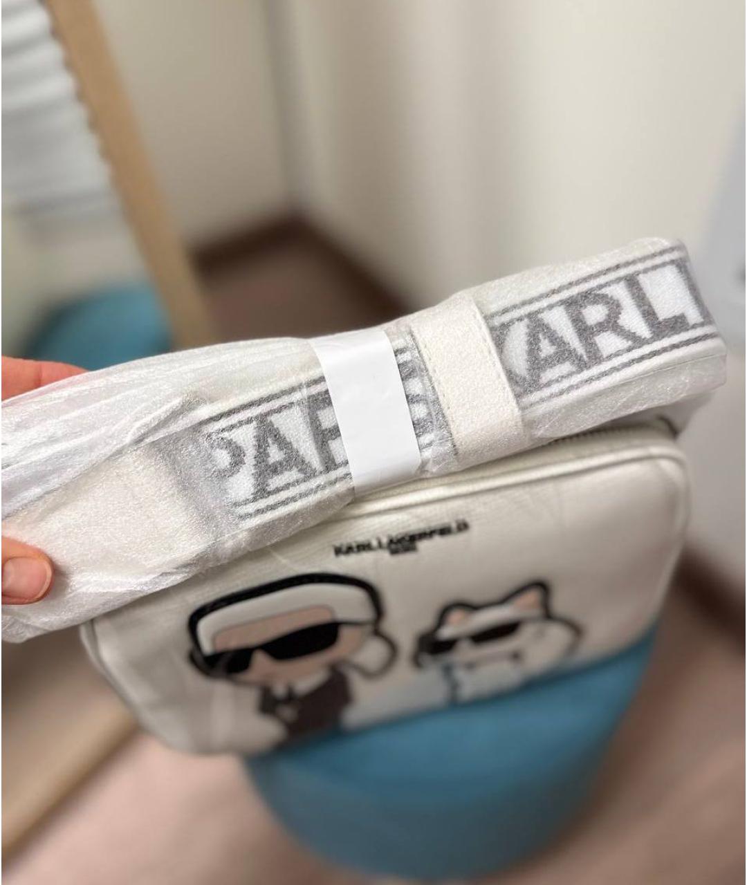 KARL LAGERFELD Белая сумка через плечо из искусственной кожи, фото 4