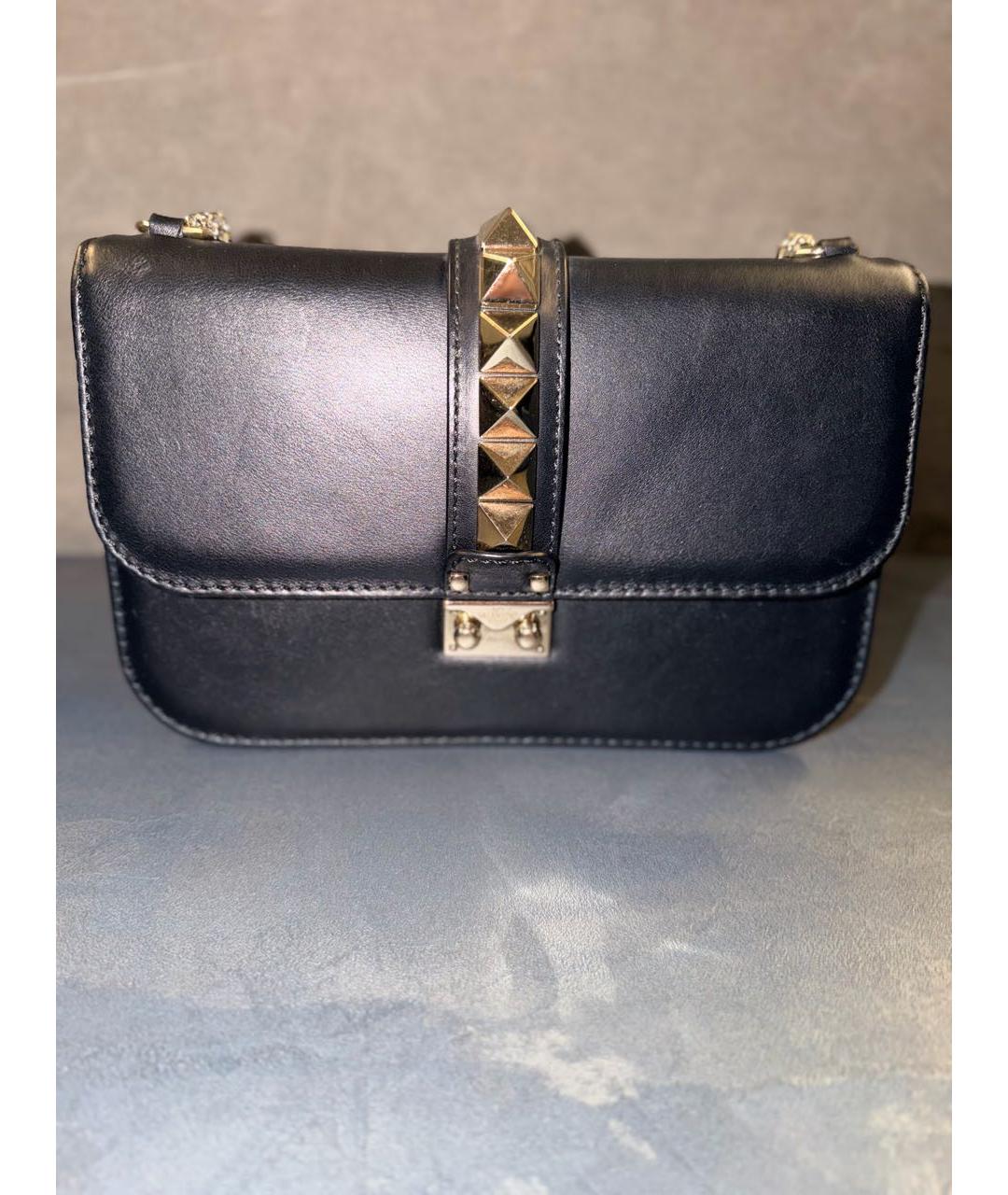 VALENTINO Черная кожаная сумка через плечо, фото 5