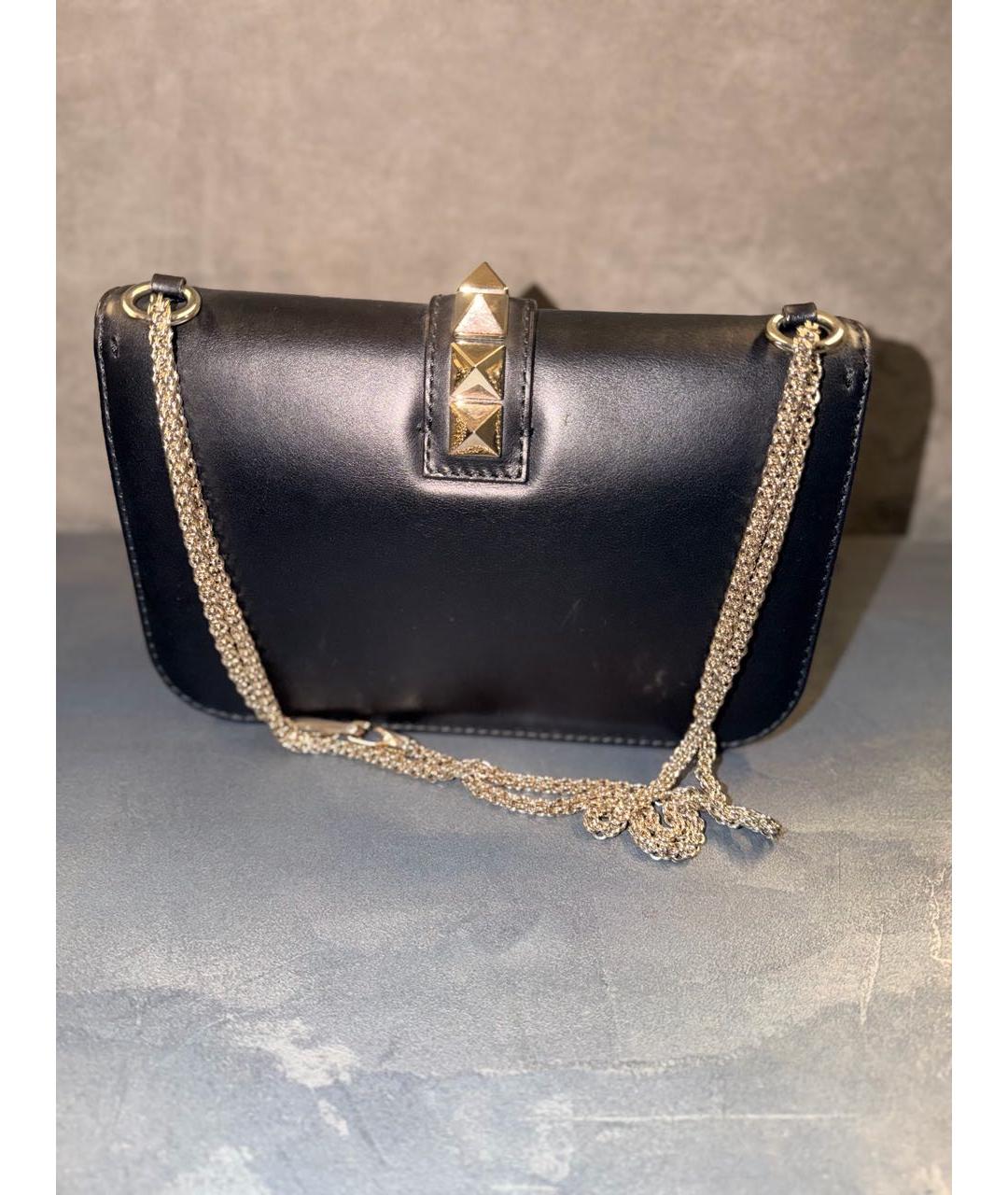 VALENTINO Черная кожаная сумка через плечо, фото 3