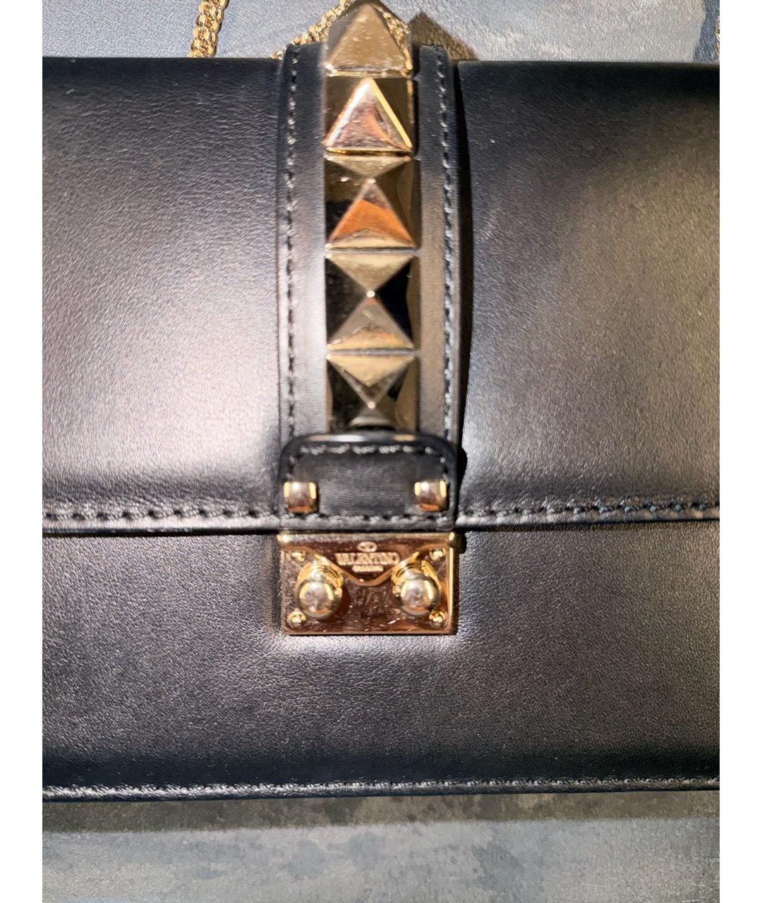 VALENTINO Черная кожаная сумка через плечо, фото 4