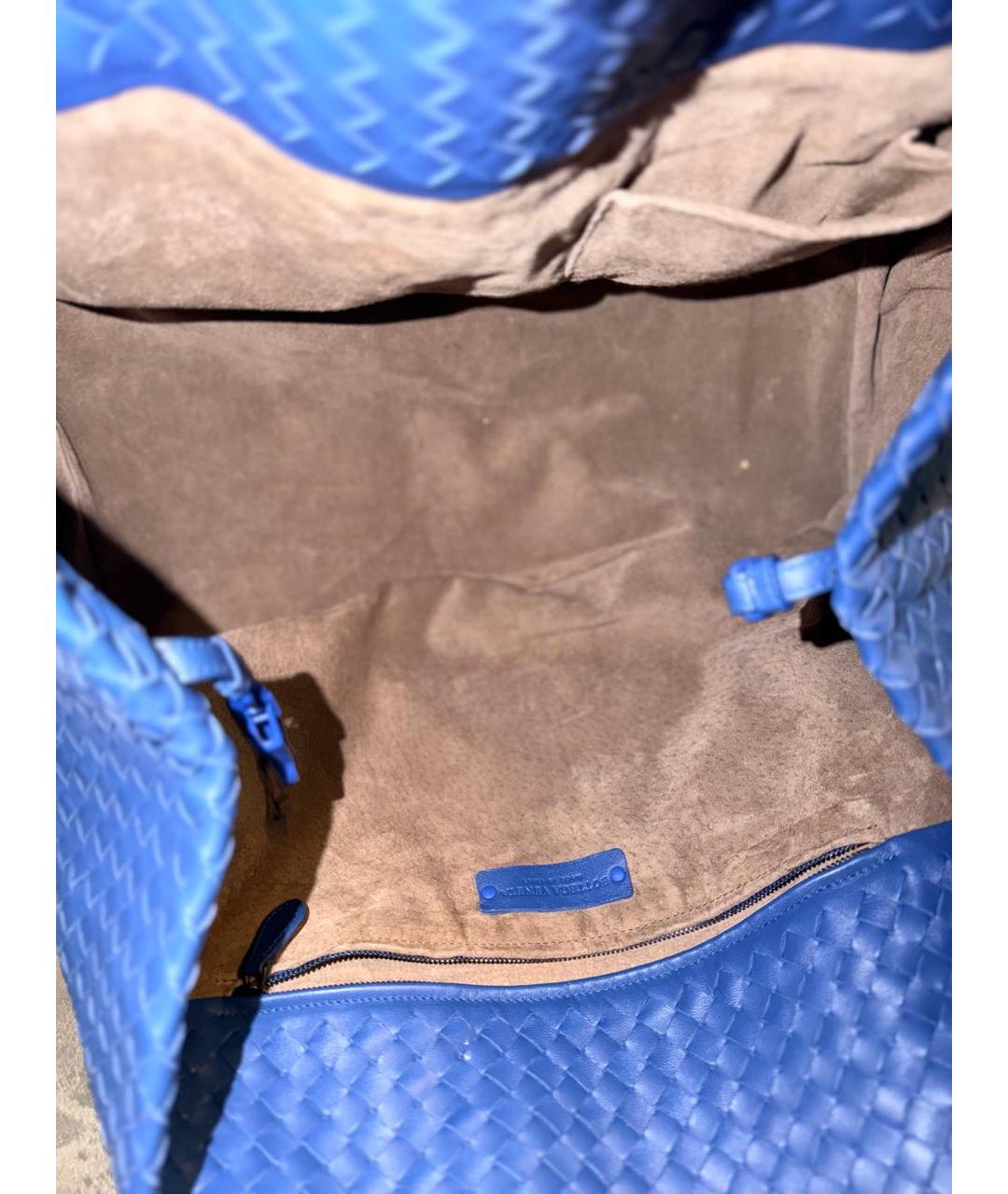 BOTTEGA VENETA Синяя кожаная сумка тоут, фото 4