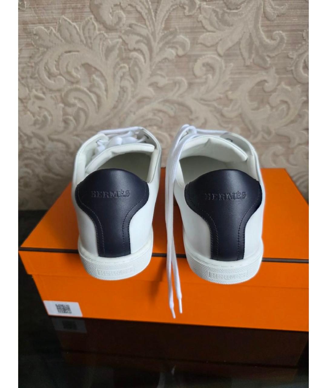 HERMES Белые кожаные низкие кроссовки / кеды, фото 4