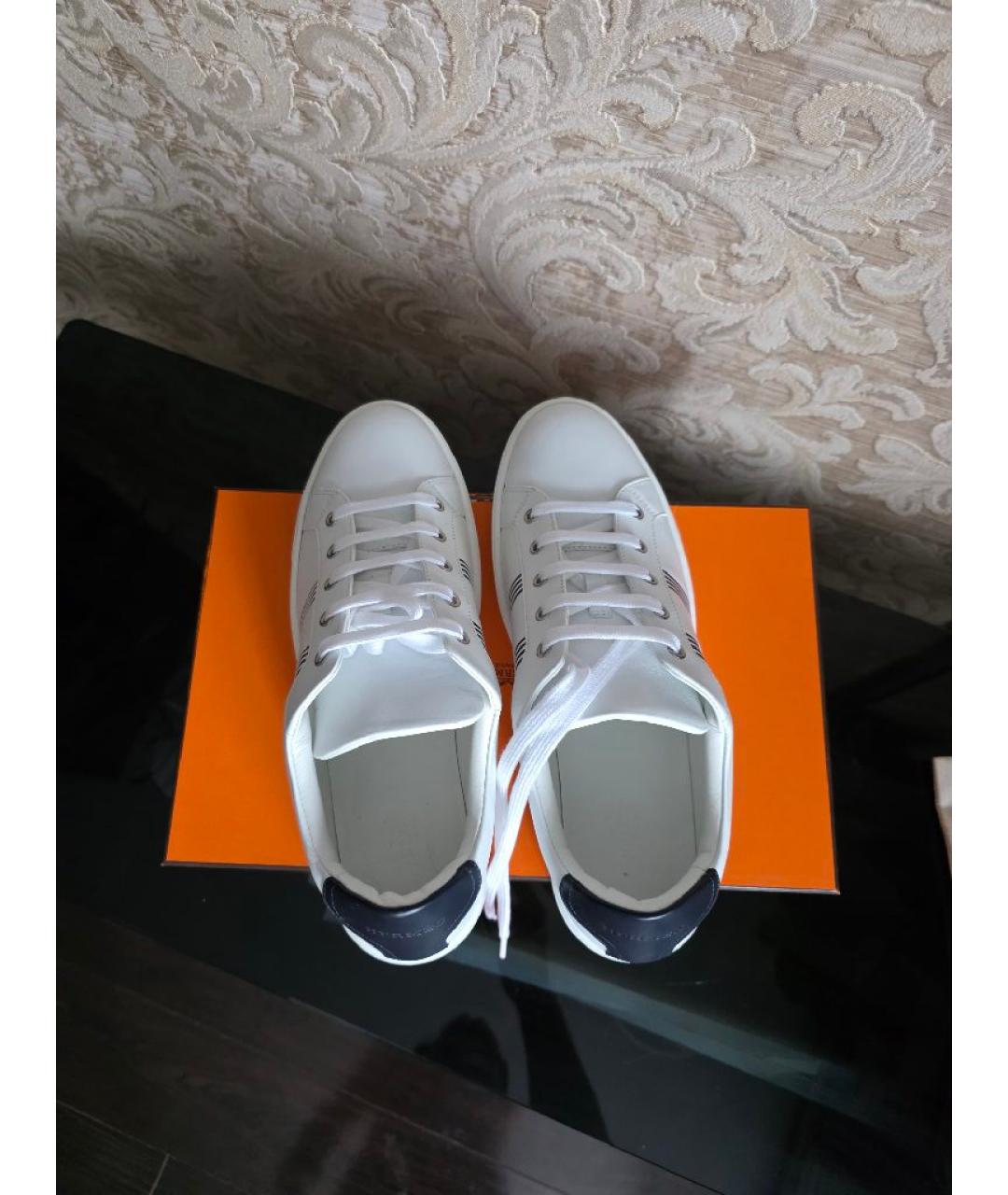 HERMES Белые кожаные низкие кроссовки / кеды, фото 3