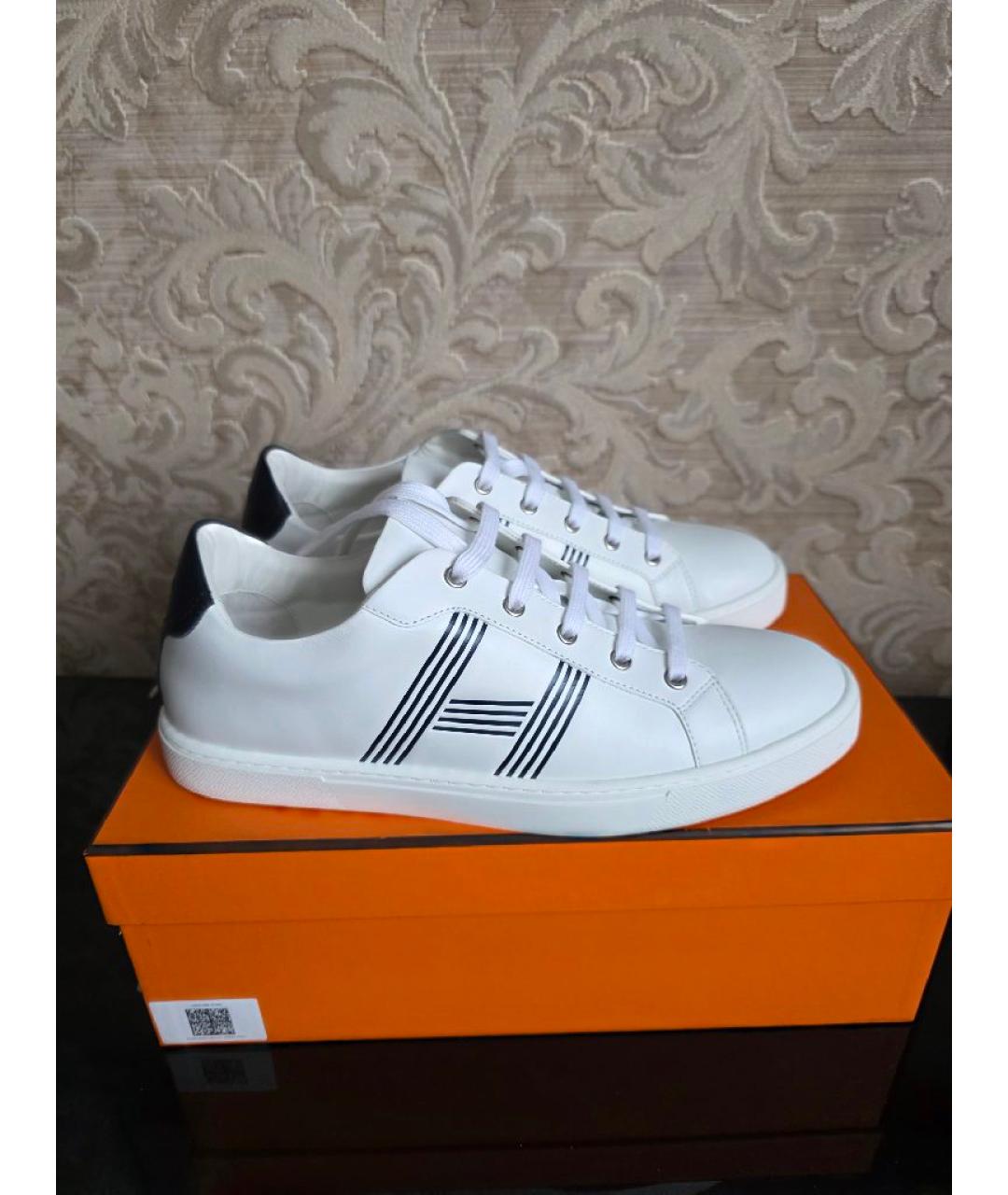 HERMES Белые кожаные низкие кроссовки / кеды, фото 5