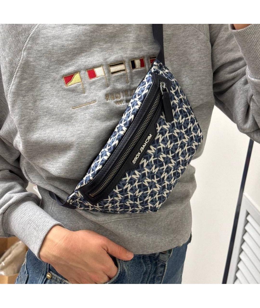 MICHAEL KORS Синяя тканевая поясная сумка, фото 4